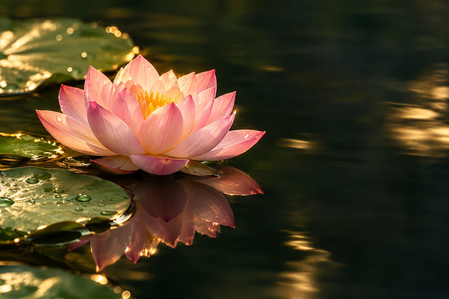 A white lotus resting on still water